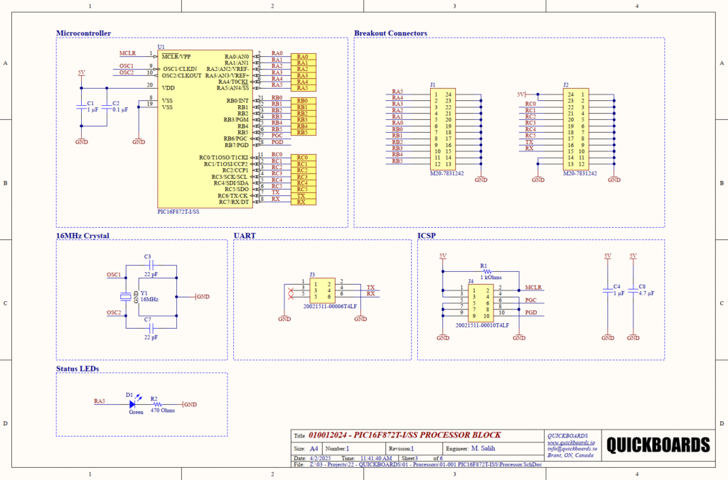 PIC16F872T Reference Schematic