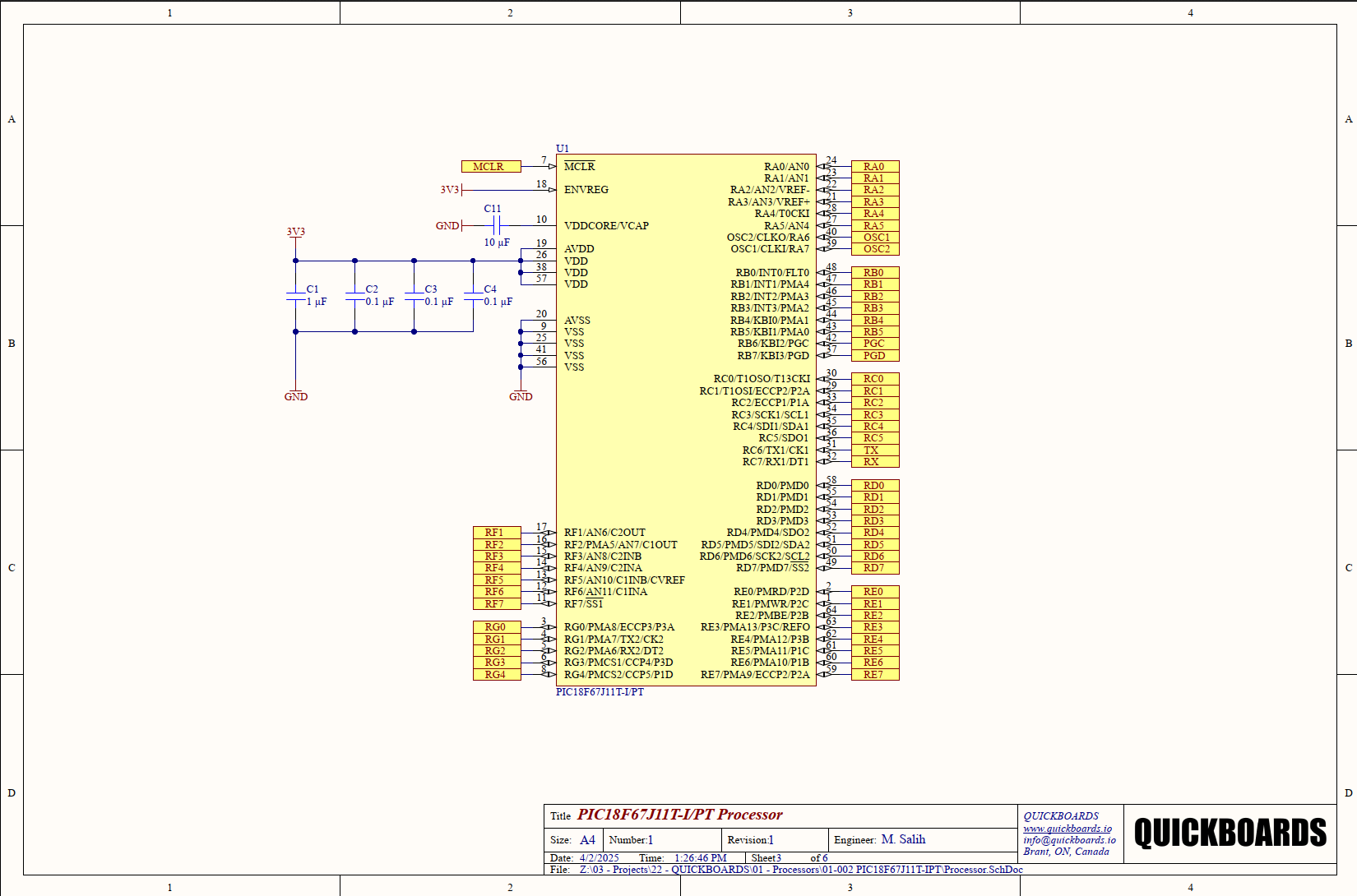 SB010022024 - PIC18F67J11T-I/PT SCHEMATIC BLOCK