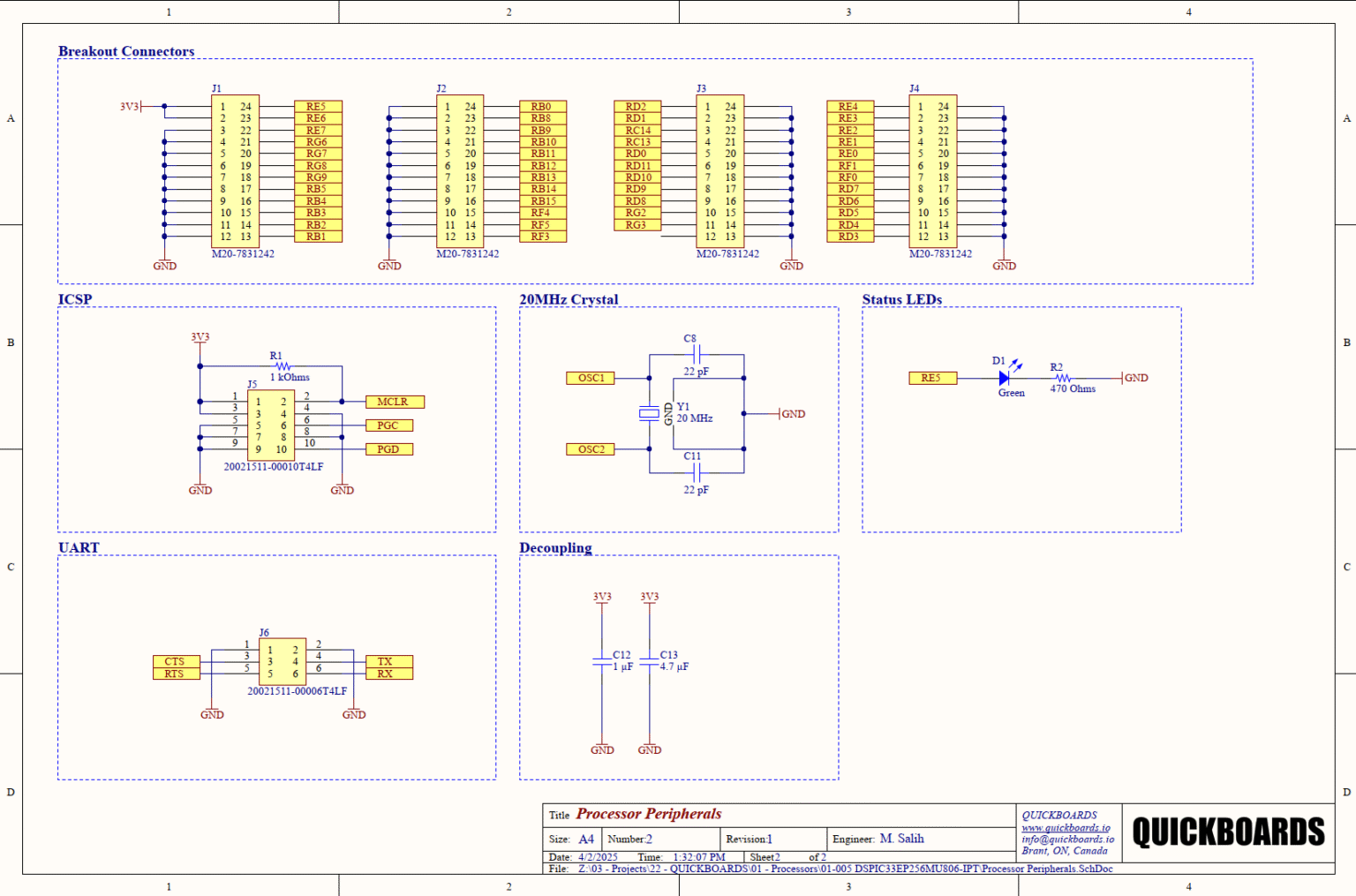 DSPIC33EP256MU806 Reference Schematic Design - Quickboards