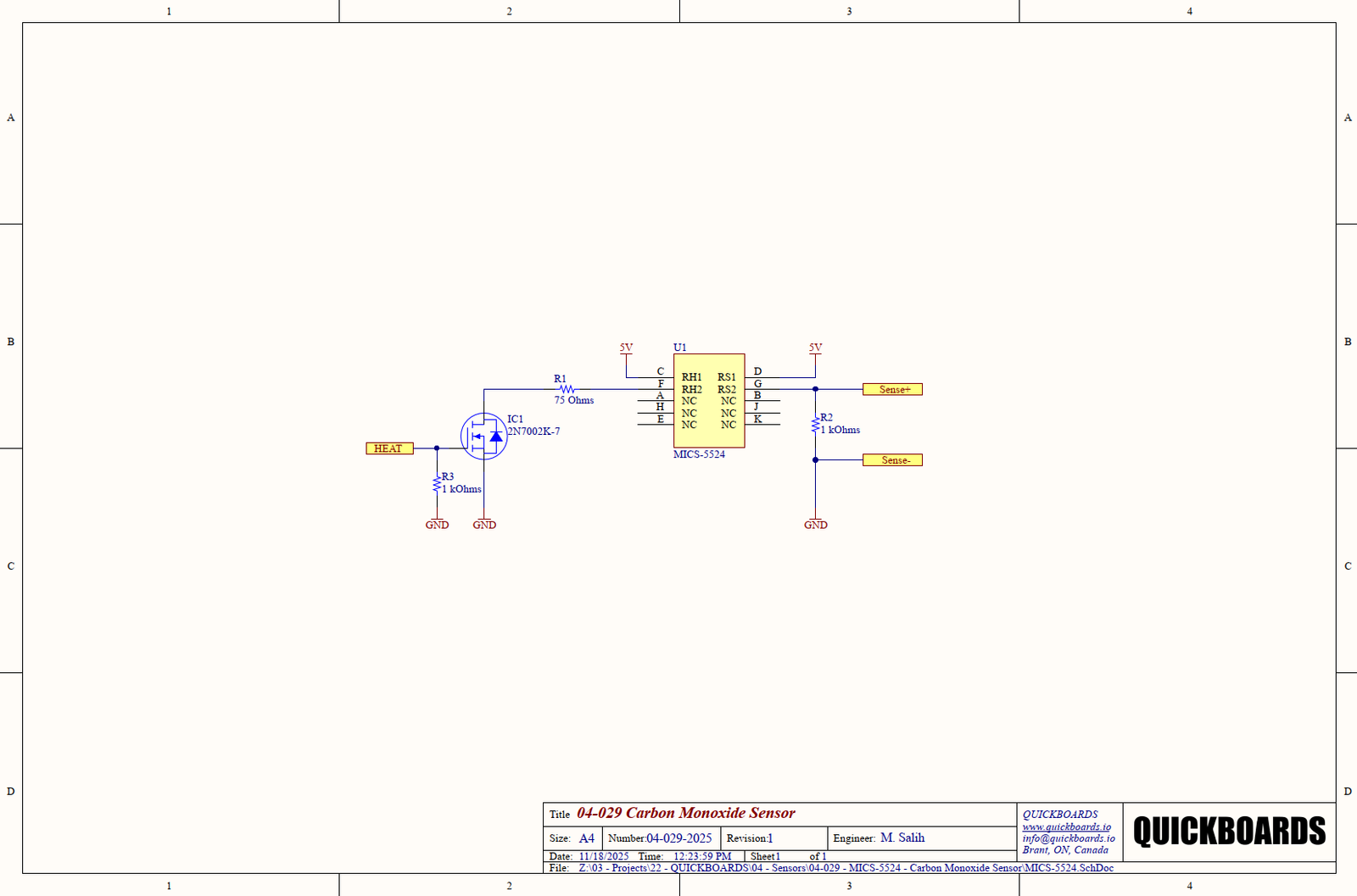 SB040292025 - CARBON MONOXIDE SENSOR SCHEMATIC BLOCK